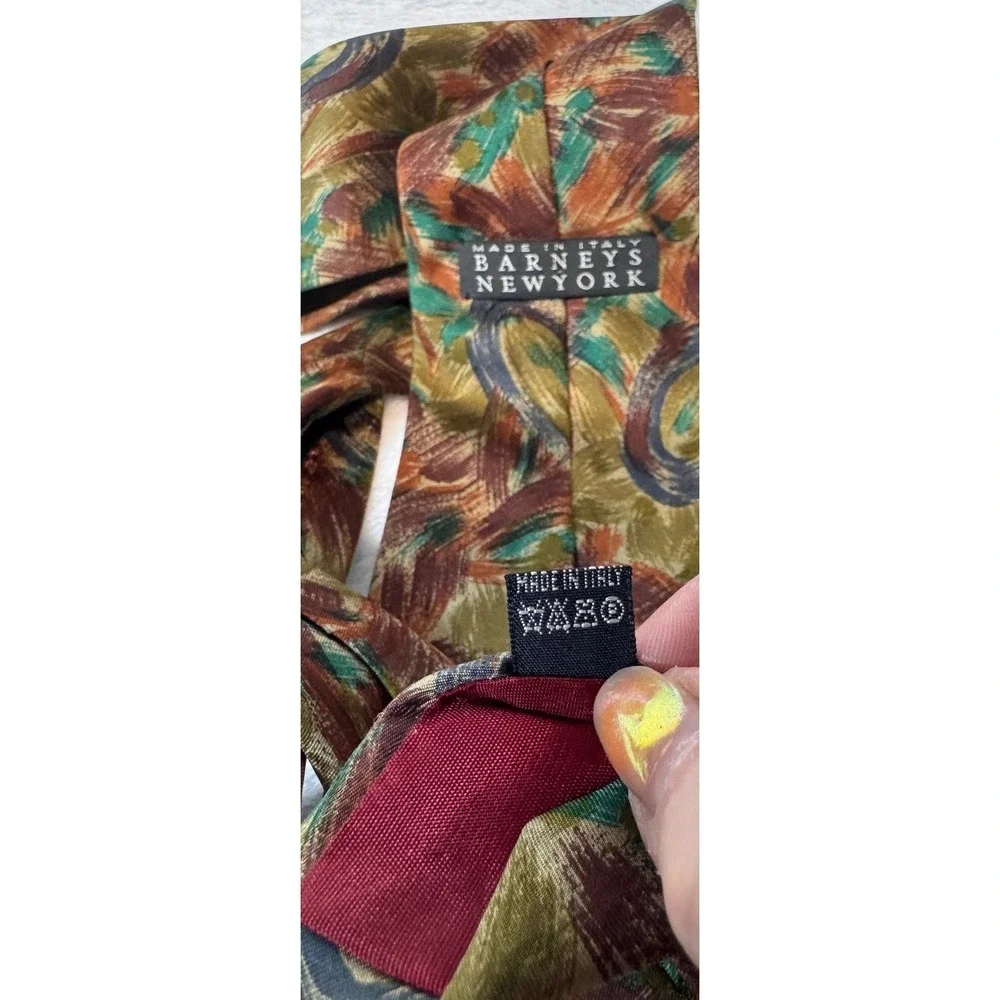 Vtg Barneys New York 100% Silk Abstract Artistic Brushstroke Tie Made in Italy‎